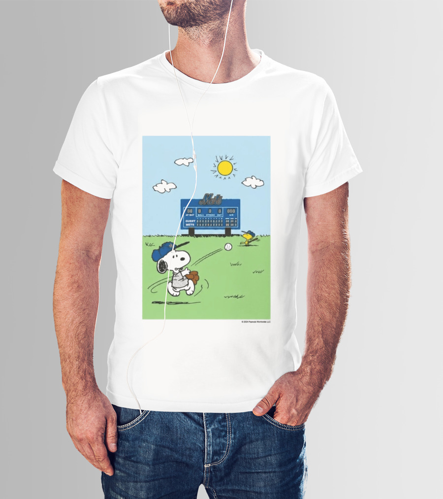 2026 Mets Snoopy Woodstock Baseball Game Scoreboard T-Shirt