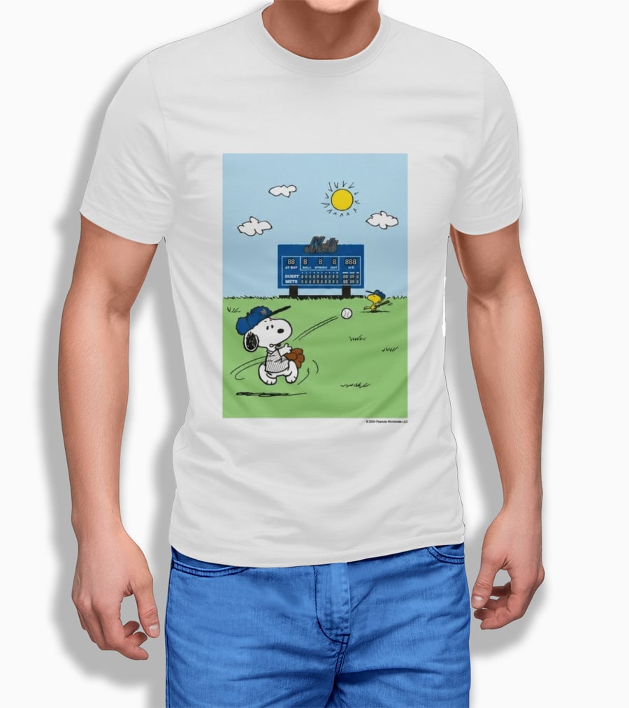 2026 Mets Snoopy Woodstock Baseball Game Scoreboard T-Shirt
