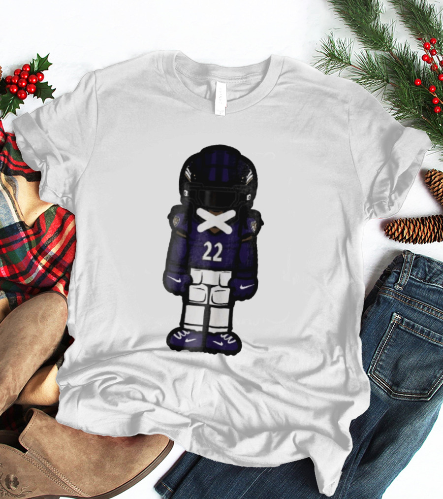Baltimore Ravens Number 22 Cartoon Character Purple Uniform Football Player T-Shirt
