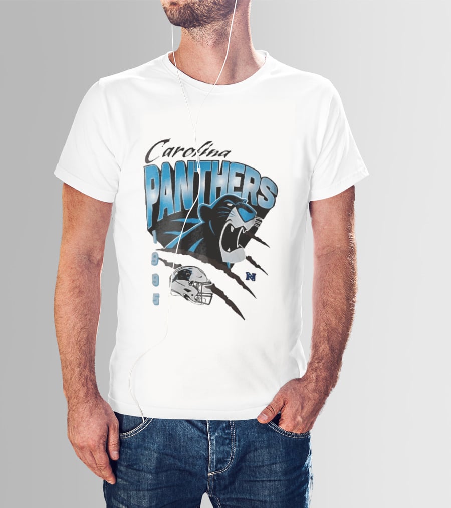 Carolina Panthers 1995 Roaring Head Claw Marks Football Helmet T-Shirt