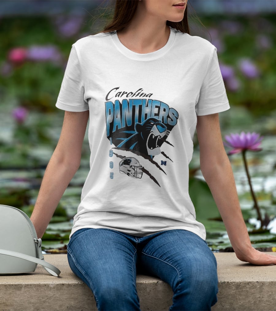 Carolina Panthers 1995 Roaring Head Claw Marks Football Helmet T-Shirt