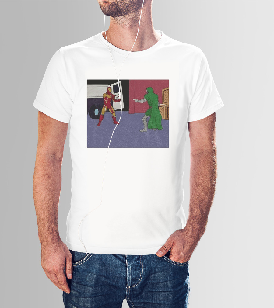 Doctor Doom Vs Ironman Pointing Meme Standoff T-Shirt