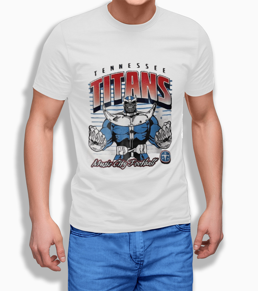 Tennessee Titans Music City Football Cartoon Comic Armor T-Shirt