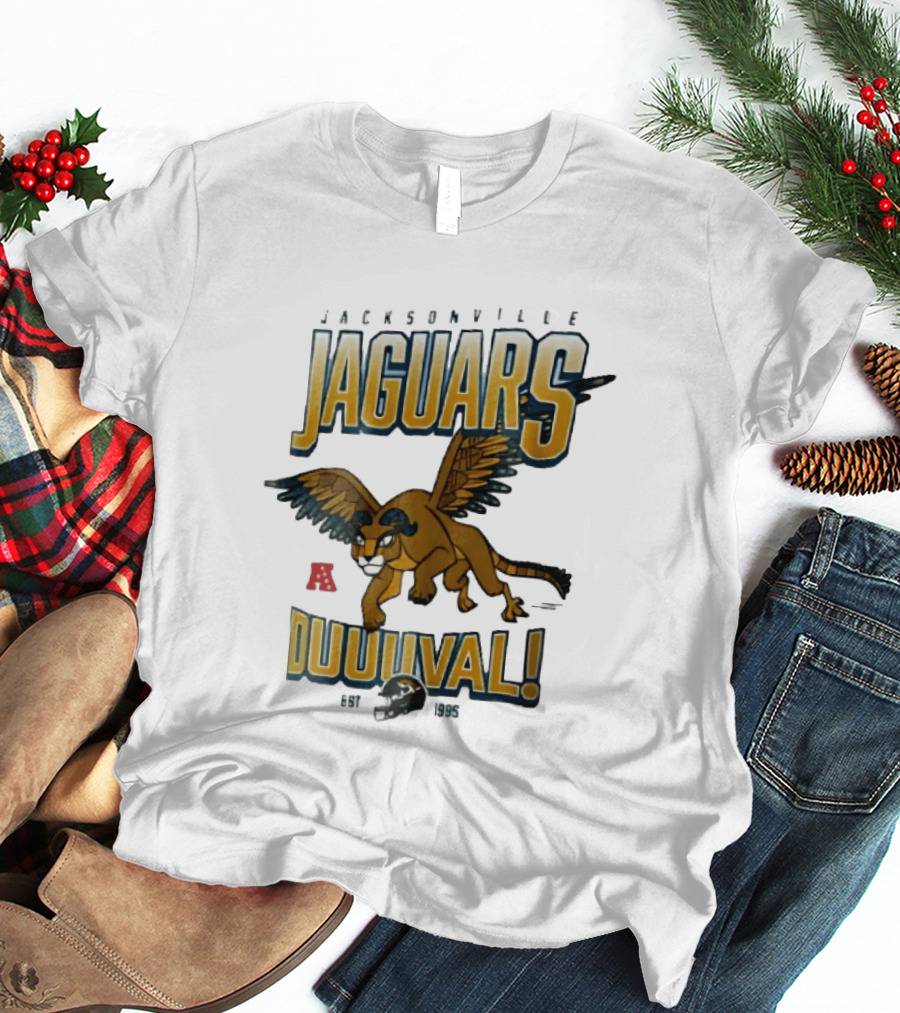Jacksonville Jaguars Duuuval Winged Creature Est 1995 Football Helmet Cartoon T-Shirt
