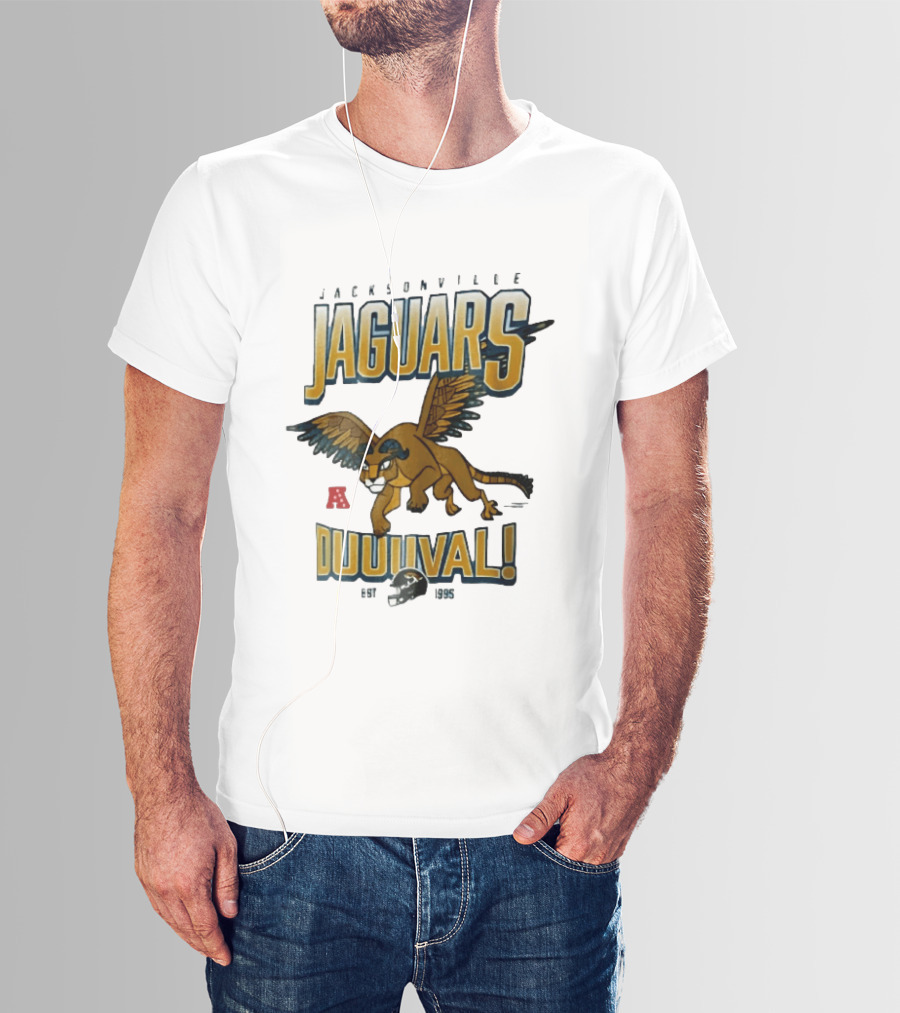 Jacksonville Jaguars Duuuval Winged Creature Est 1995 Football Helmet Cartoon T-Shirt