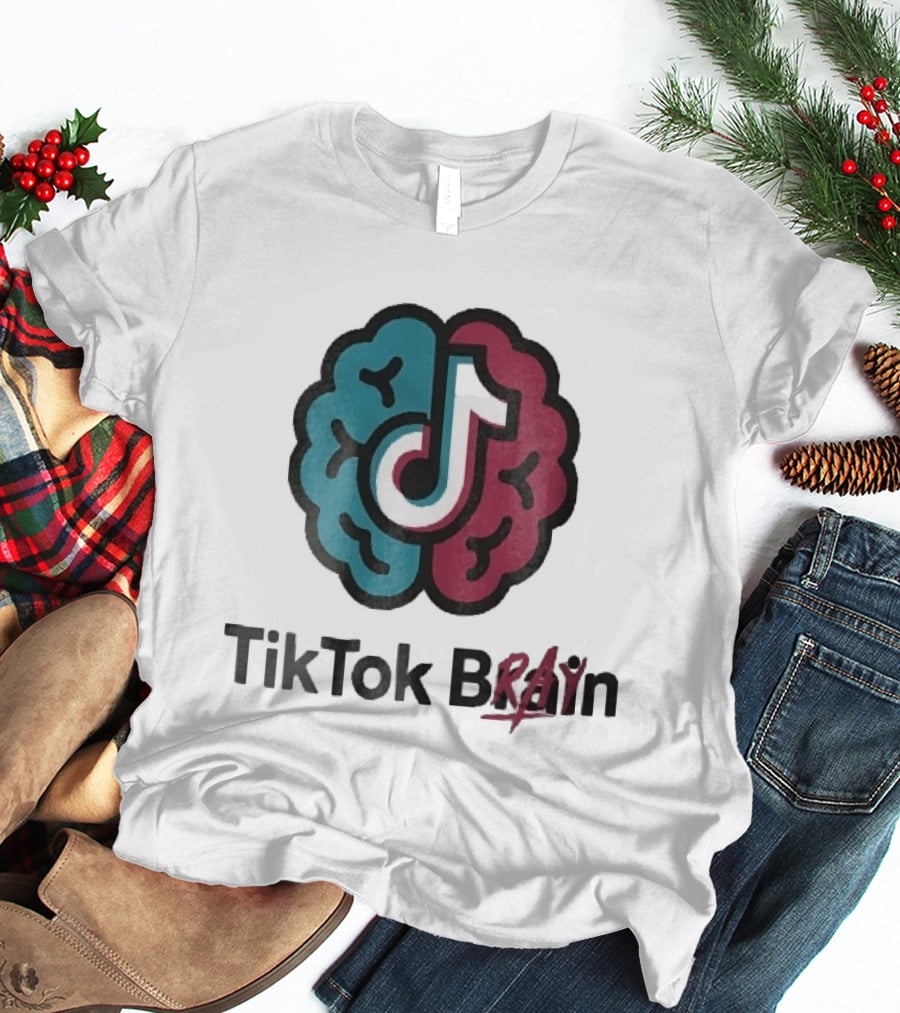 TikTok Brain Rot Teal Pink Hemispheres Music Note T-Shirt