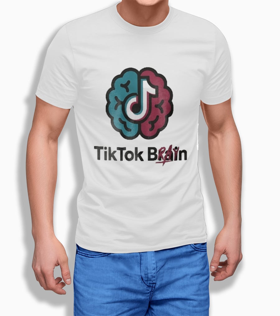 TikTok Brain Rot Teal Pink Hemispheres Music Note T-Shirt