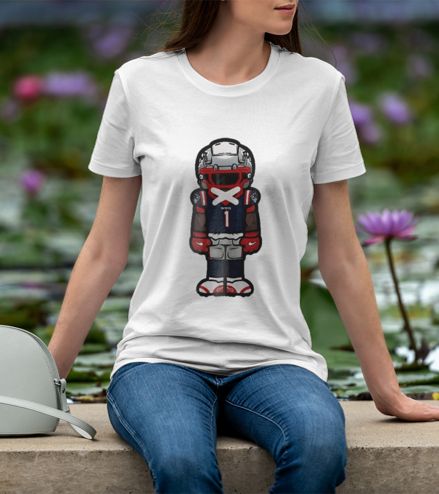 Patriots Chibi Player Jersey Number 1 Cartoon Football T-Shirt