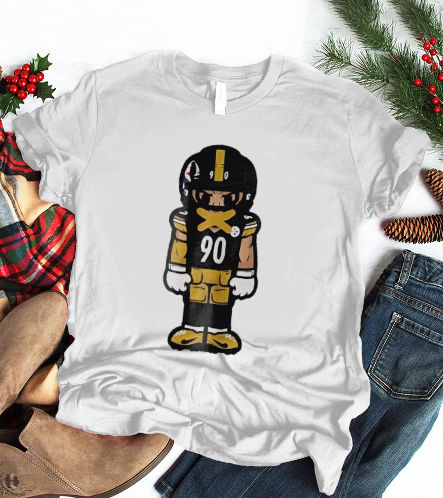 Pittsburgh Steelers 90 Cartoon Football Player Yellow Tape Mouth Iconic Team T-Shirt