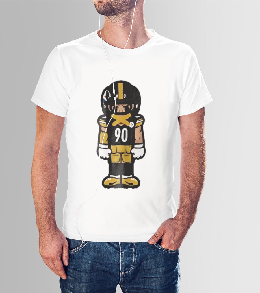 Pittsburgh Steelers 90 Cartoon Football Player Yellow Tape Mouth Iconic Team T-Shirt