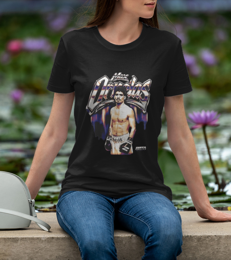 Max Ornelas Boxer Stance Metallic Chrome Lettering Flames Zuffa Boxing Bootleg T-Shirt