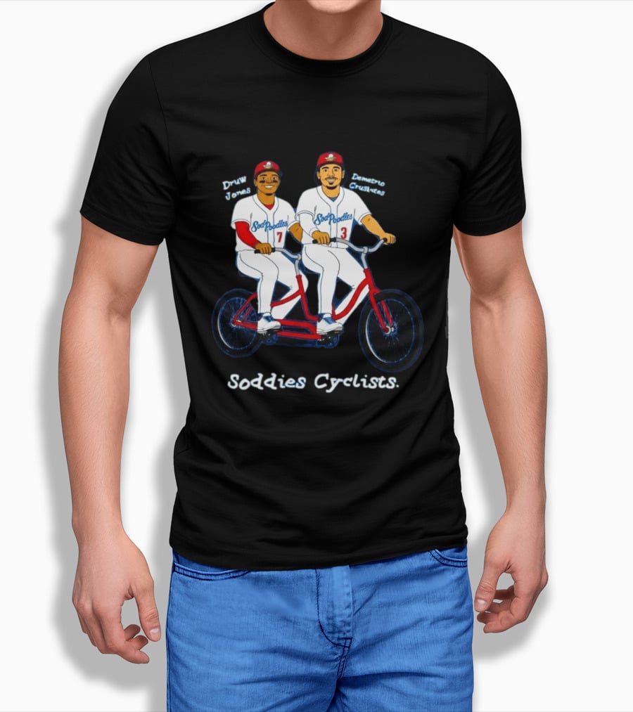Soddies Cyclists Drew Jones Demelio Crisantes Amarillo Sod Poodles Tandem Bike T-Shirt