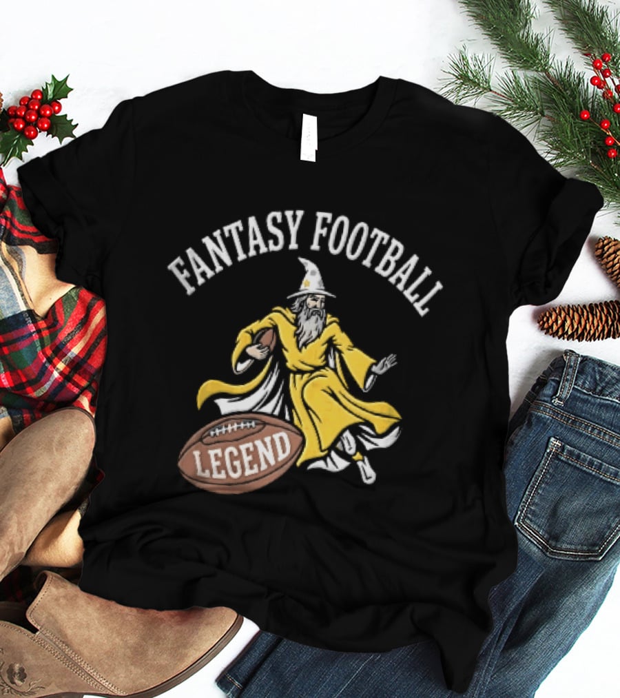 Fantasy Football Legend Yellow Robe Wizard Running With Ball T-Shirt