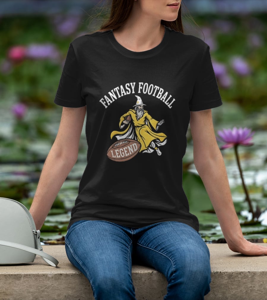 Fantasy Football Legend Yellow Robe Wizard Running With Ball T-Shirt
