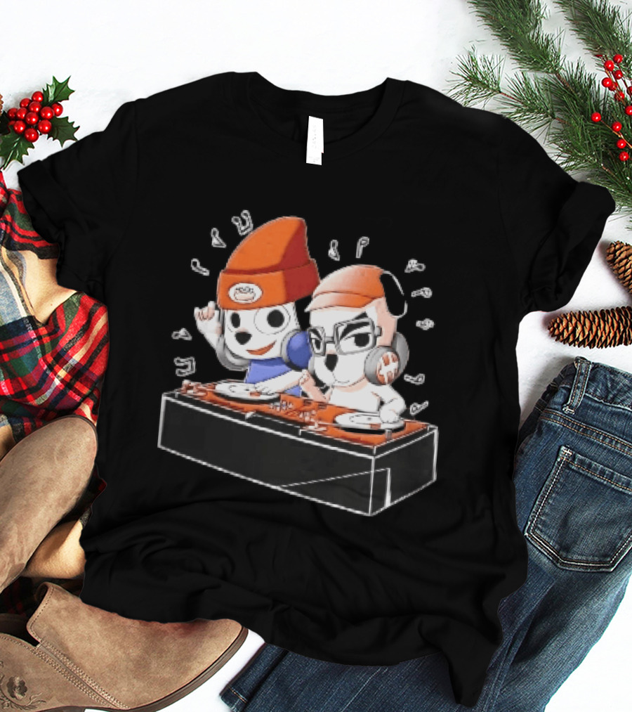 Parappa The Rapper DJ KK Animal Crossing Turntables Music Notes Collaboration T-Shirt