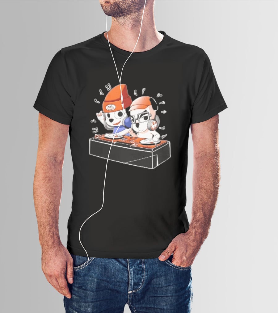 Parappa The Rapper DJ KK Animal Crossing Turntables Music Notes Collaboration T-Shirt