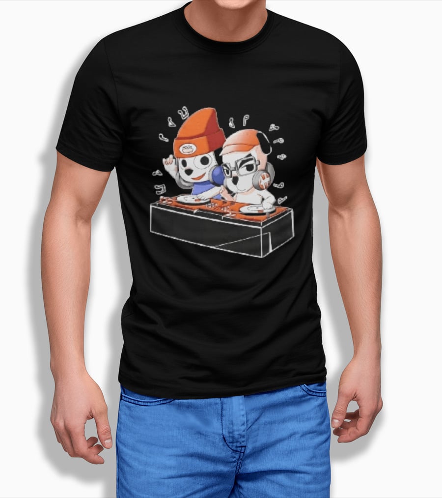 Parappa The Rapper DJ KK Animal Crossing Turntables Music Notes Collaboration T-Shirt