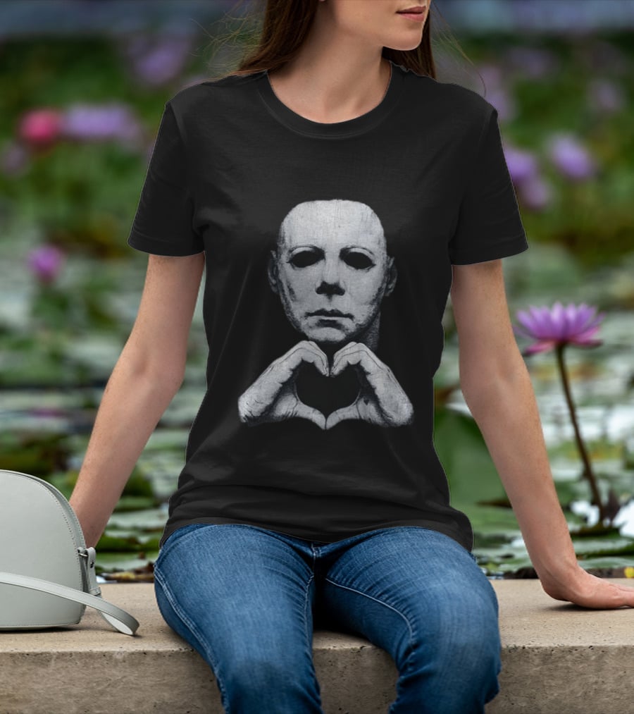 Michael Myers Heart Hands Iconic Horror Character Gesture T-Shirt
