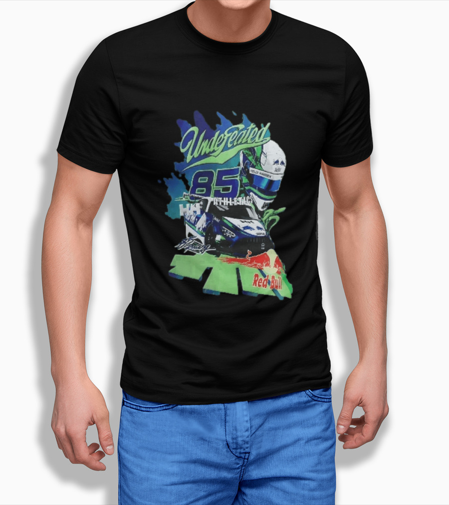 Undefeated 85 Athletics Red Bull Helly Hansen Race Car Helmet Splashes T-Shirt