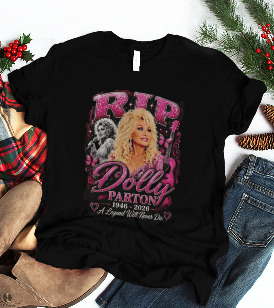 RIP Dolly Parton 1946 2026 A Legend Will Never Die Butterfly Guitar Image T-Shirt