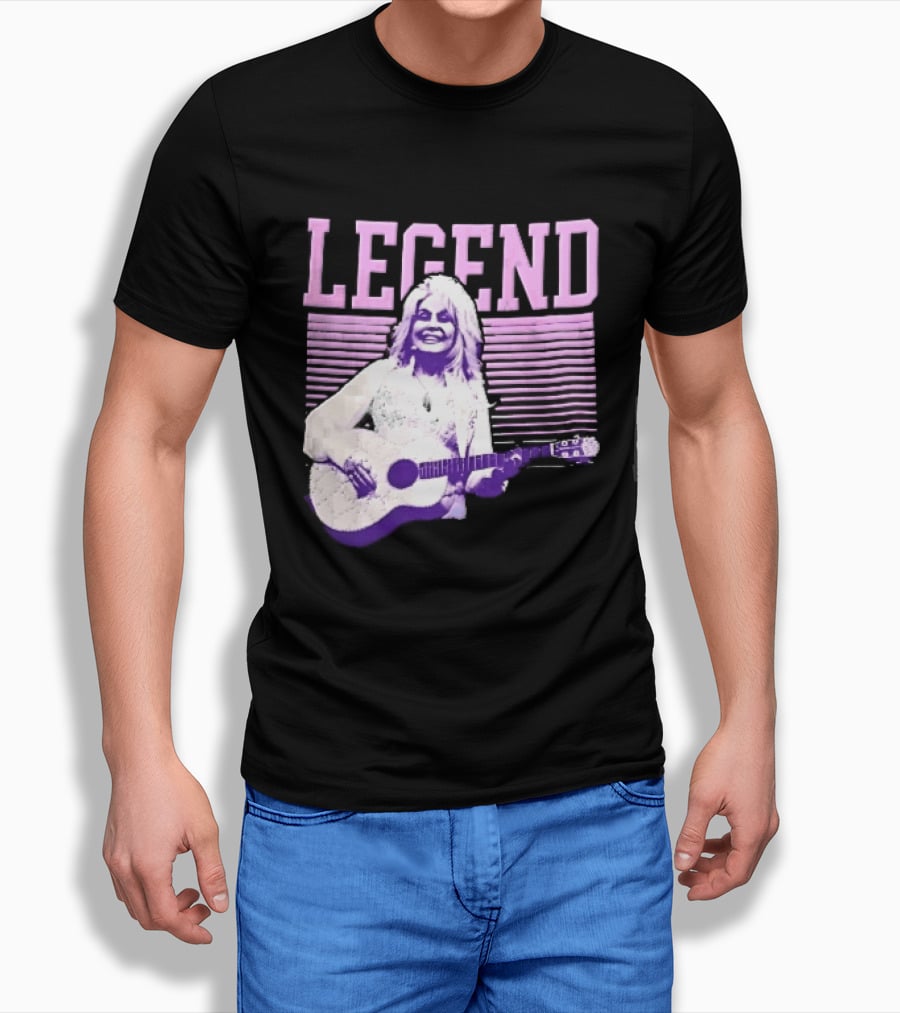 Legendary Female Country Singer Acoustic Guitar Pink Halftone Stripes T-Shirt