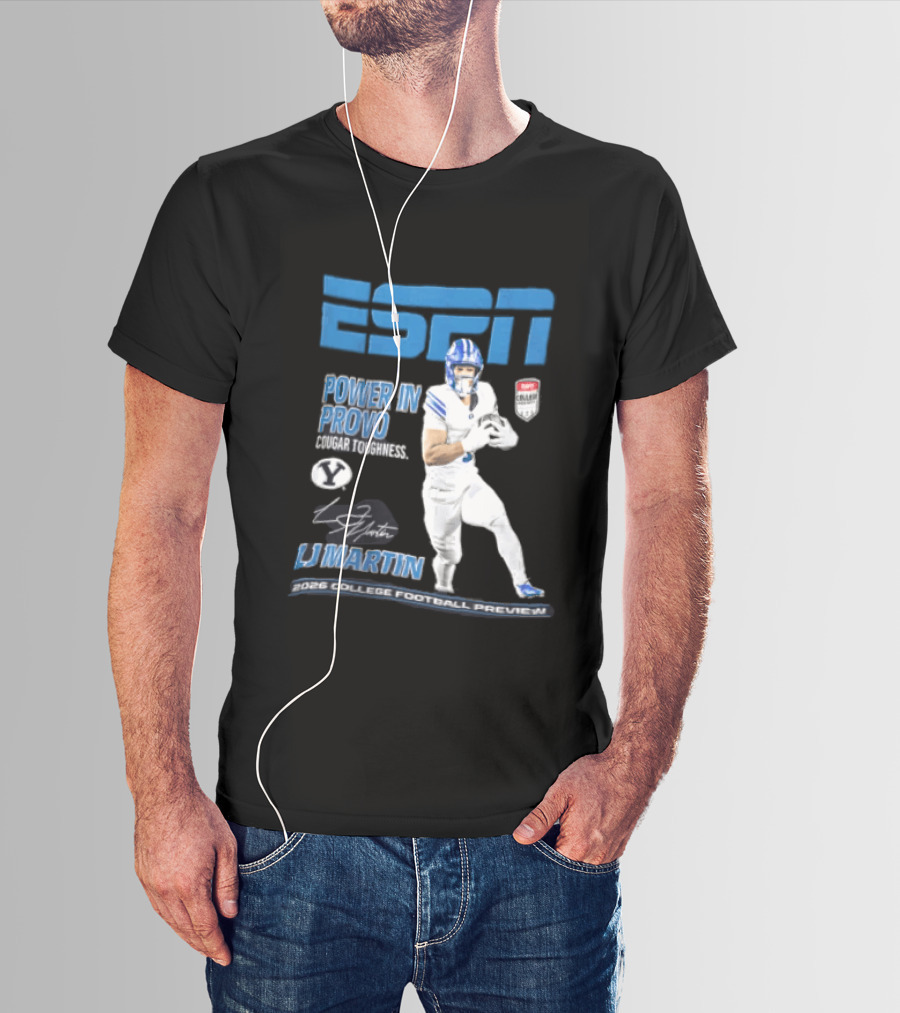 ESPN Power In Provo BYU Football LJ Martin 2026 College Football Preview T-Shirt