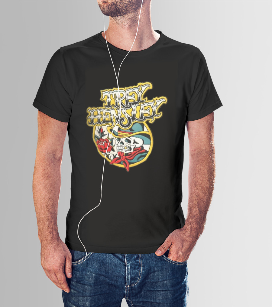 Trey Hensley Skeleton Cowboy Red Rose Traditional Tattoo T-Shirt