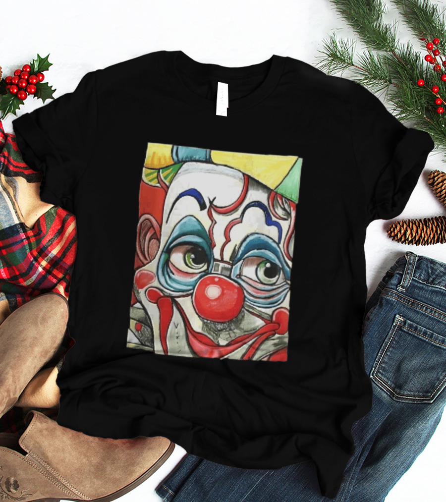 Viktor Clown With Red Nose And Green Eyes Caricature Painting T-Shirt