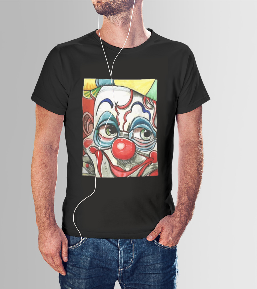 Viktor Clown With Red Nose And Green Eyes Caricature Painting T-Shirt