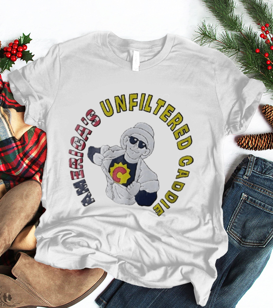America's Unfiltered Caddie Cartoon Superhero Ripping Open Jumpsuit T-Shirt