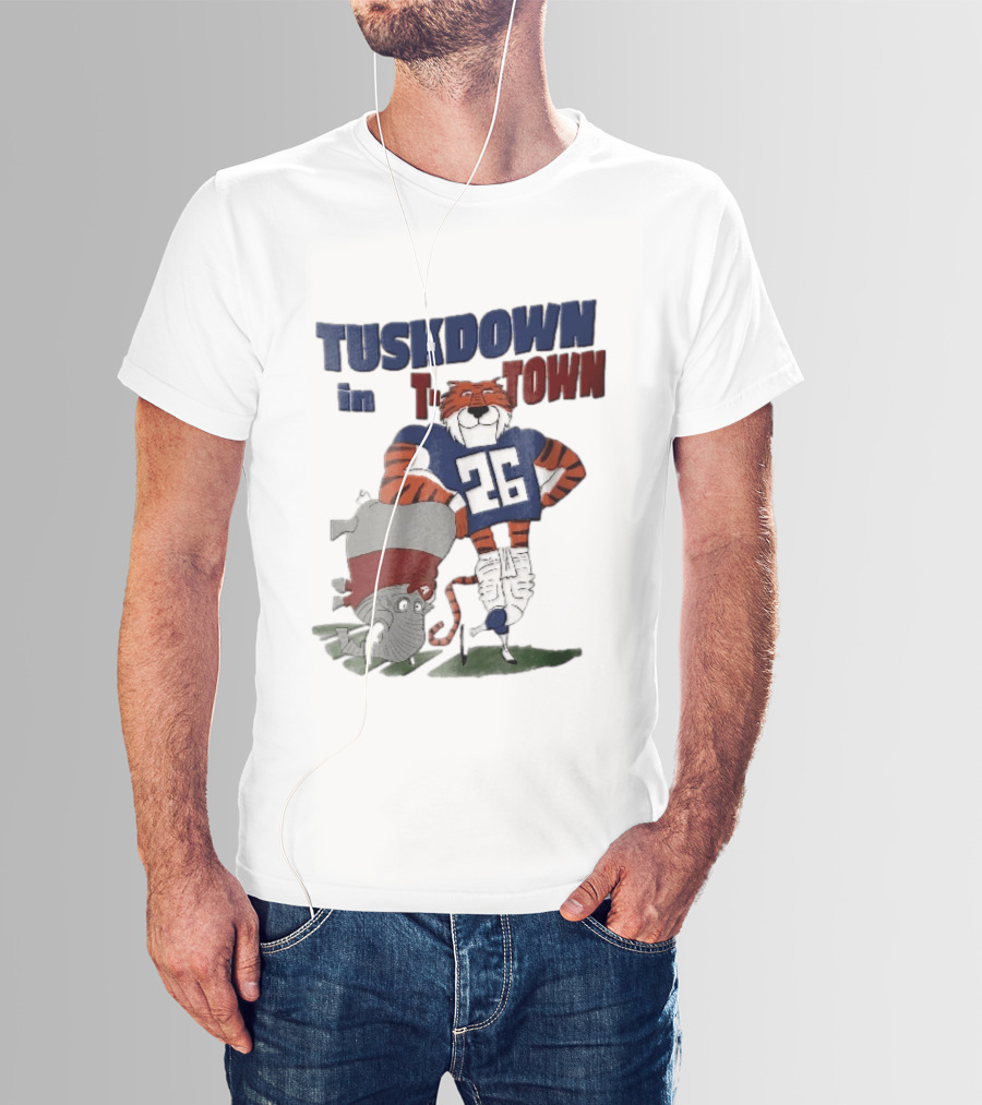 Tuskdown In Town Auburn Tigers NCAA Cartoon Elephant T-Shirt