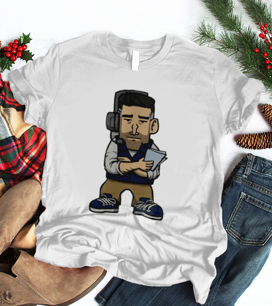 Bill Belichick Headset New England Patriots Coach Caricature T-Shirt