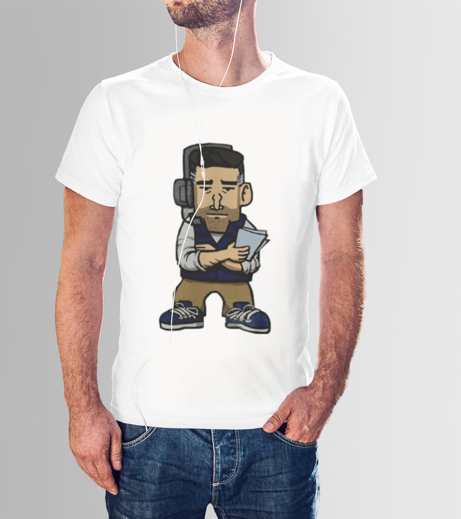 Bill Belichick Headset New England Patriots Coach Caricature T-Shirt