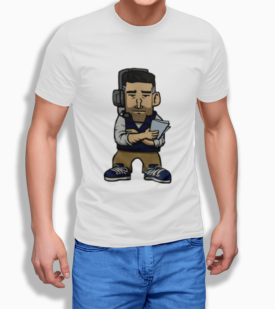 Bill Belichick Headset New England Patriots Coach Caricature T-Shirt
