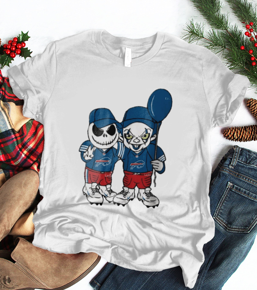 Buffalo Bills Skeleton Clown Duo With Balloon NFL Team Spirit T-Shirt