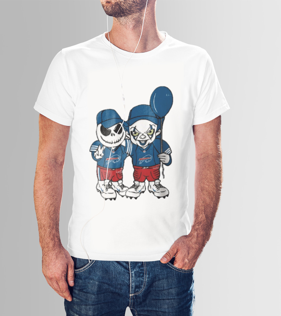 Buffalo Bills Skeleton Clown Duo With Balloon NFL Team Spirit T-Shirt