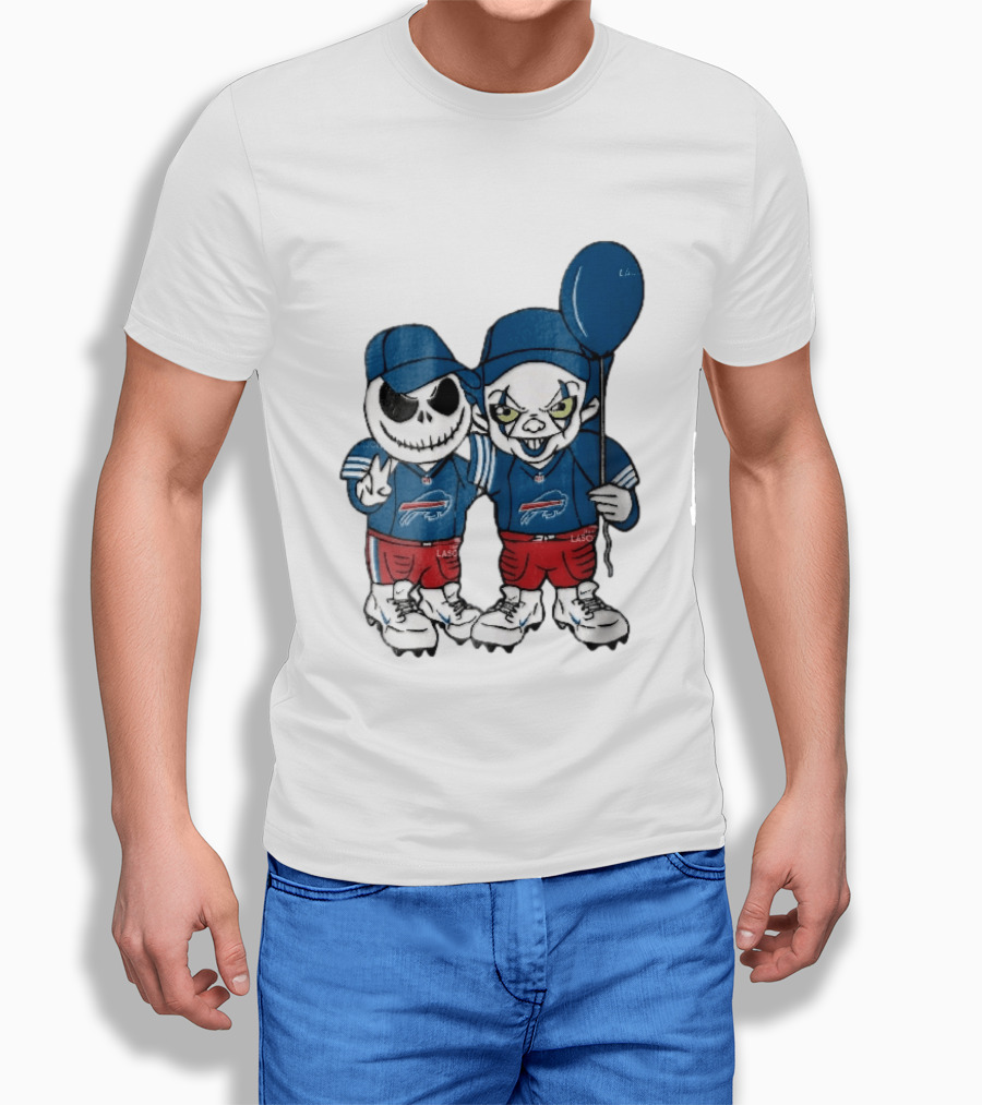 Buffalo Bills Skeleton Clown Duo With Balloon NFL Team Spirit T-Shirt