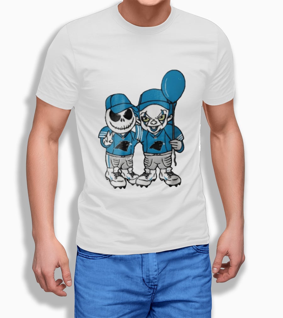 Carolina Panthers Jack Skellington Pennywise Blue Balloon Cartoon T-Shirt