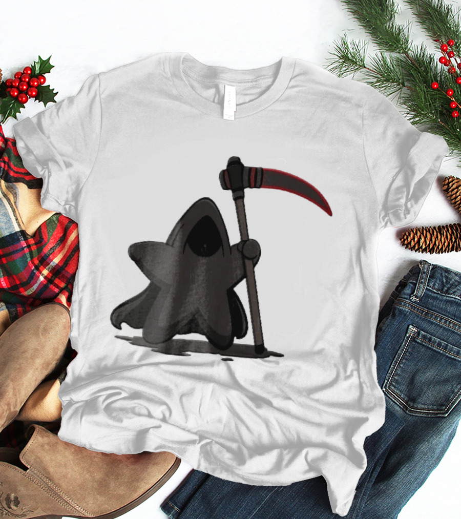 Cartoon Star Grim Reaper Cloak Red Lightsaber Scythe T-Shirt