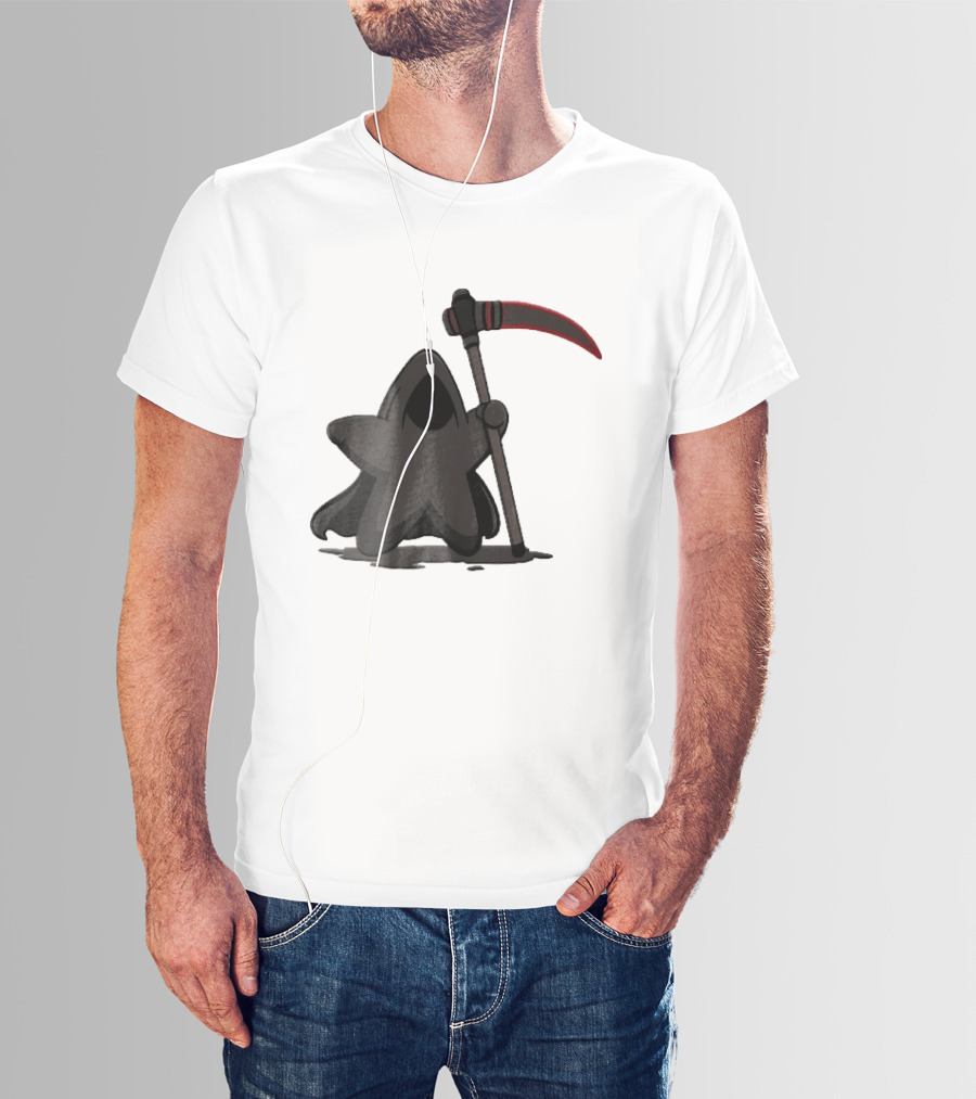 Cartoon Star Grim Reaper Cloak Red Lightsaber Scythe T-Shirt