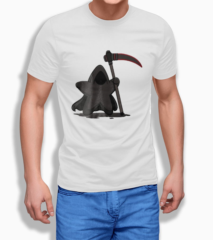 Cartoon Star Grim Reaper Cloak Red Lightsaber Scythe T-Shirt
