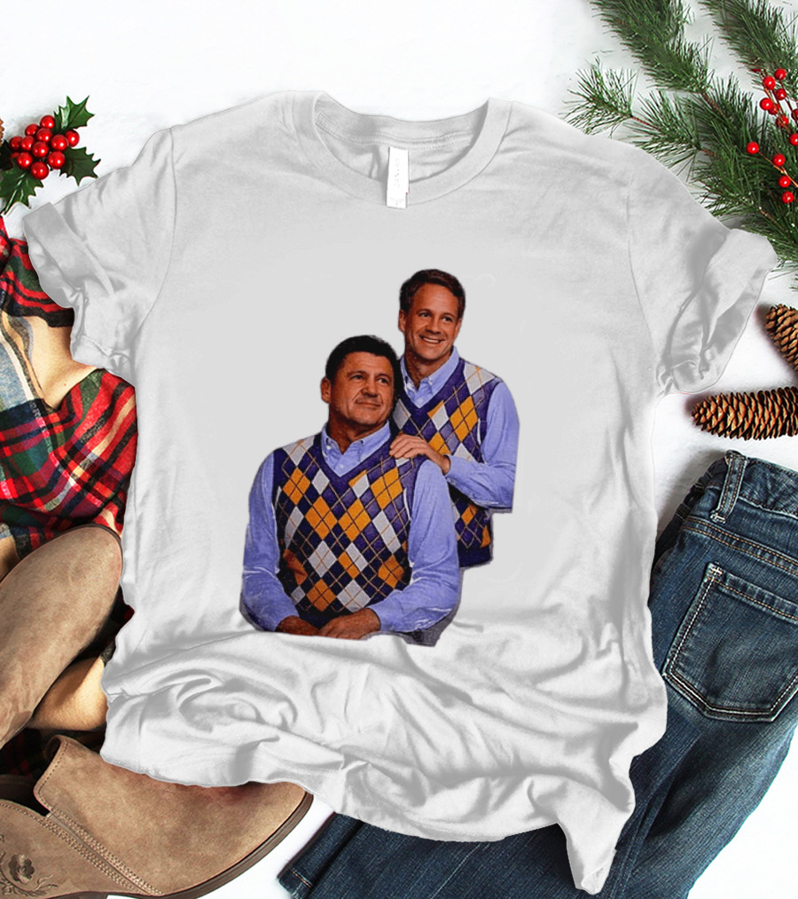 LSU Tigers Ed Orgeron Vs Kim Mulkey Argyle Sweater Coaches T-Shirt