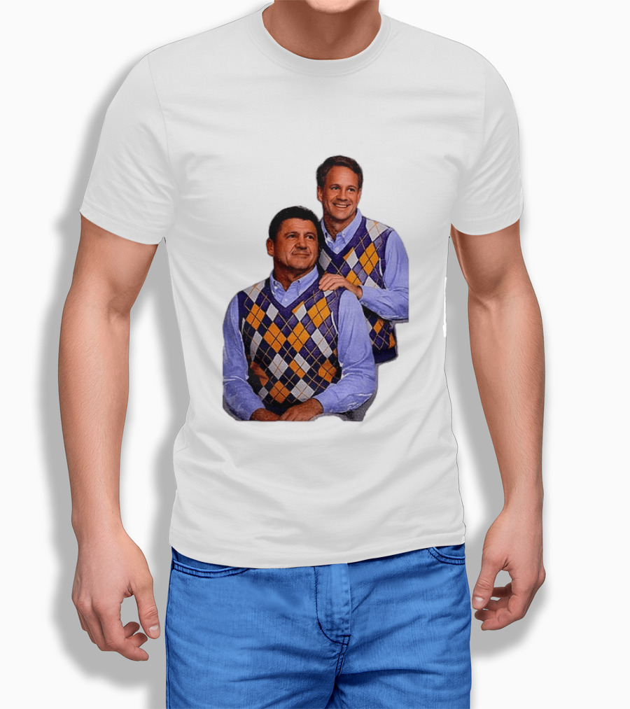LSU Tigers Ed Orgeron Vs Kim Mulkey Argyle Sweater Coaches T-Shirt