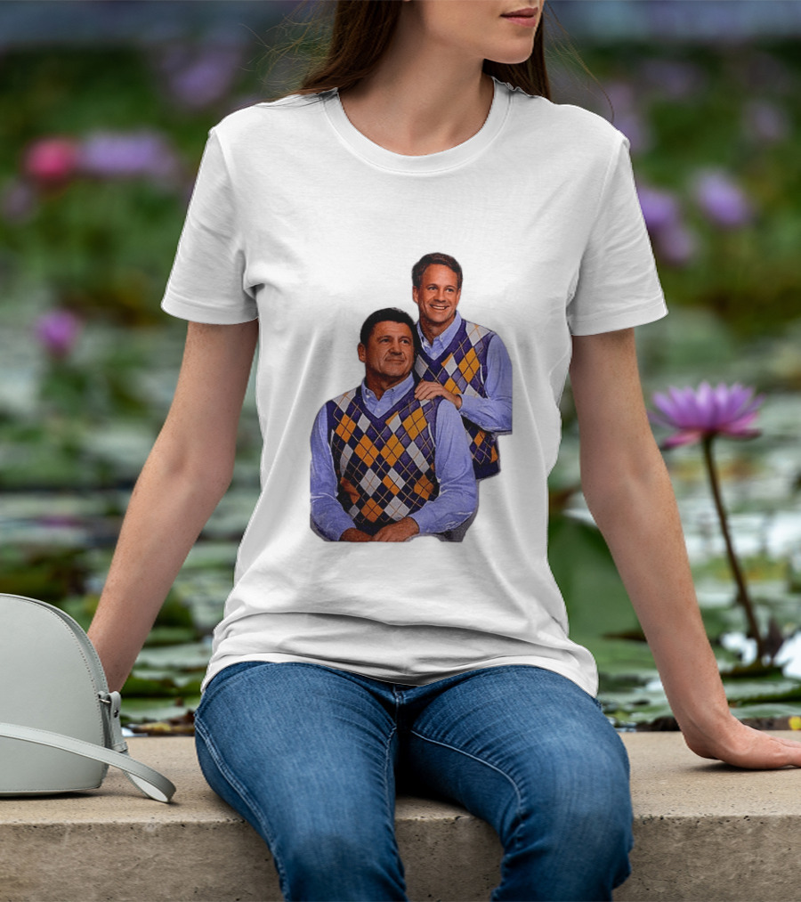 LSU Tigers Ed Orgeron Vs Kim Mulkey Argyle Sweater Coaches T-Shirt
