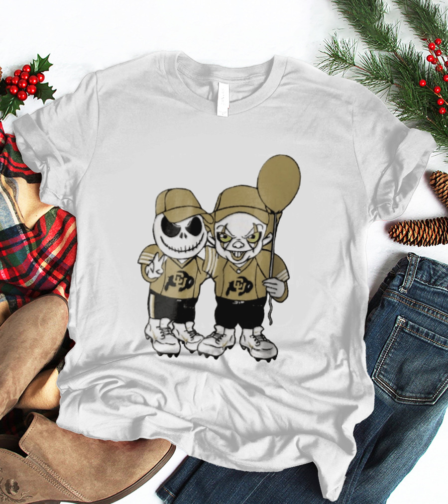 Colorado Buffaloes NCAA Jack Skellington Clown With Balloon Football T-Shirt