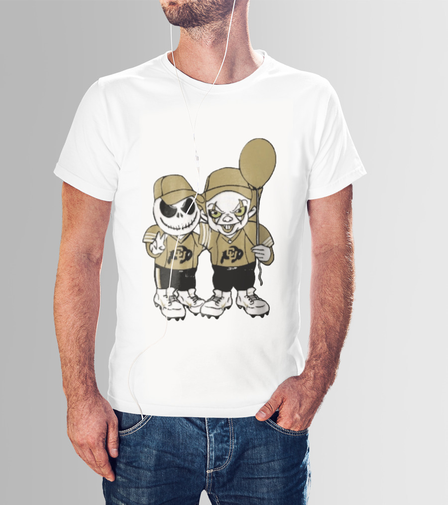 Colorado Buffaloes NCAA Jack Skellington Clown With Balloon Football T-Shirt