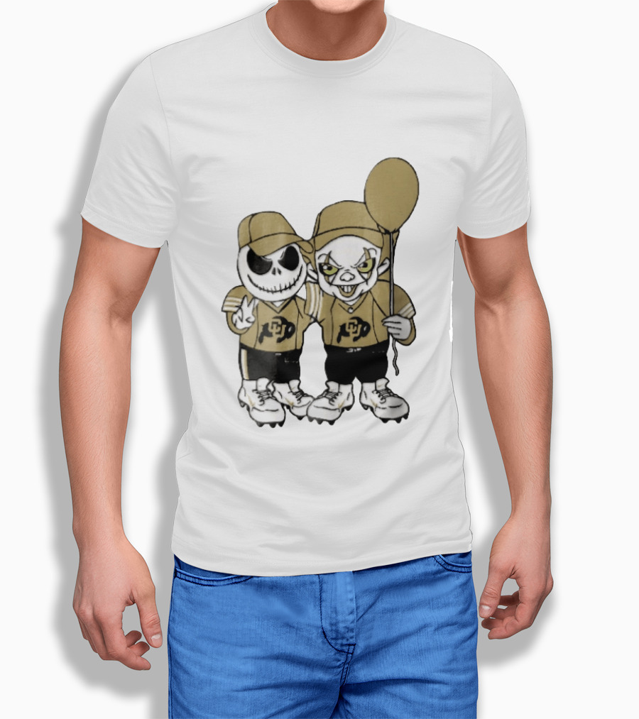 Colorado Buffaloes NCAA Jack Skellington Clown With Balloon Football T-Shirt