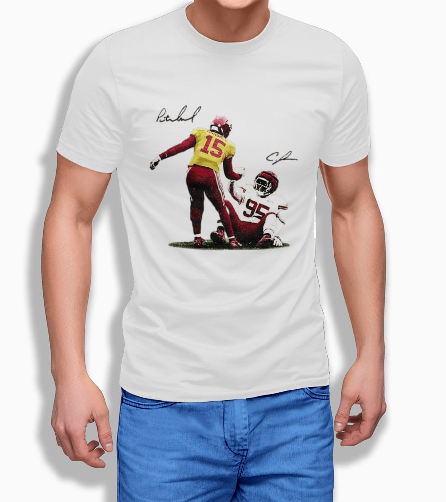 Kansas City Chiefs Mahomes 15 Jones 95 Football Player Signatures T-Shirt