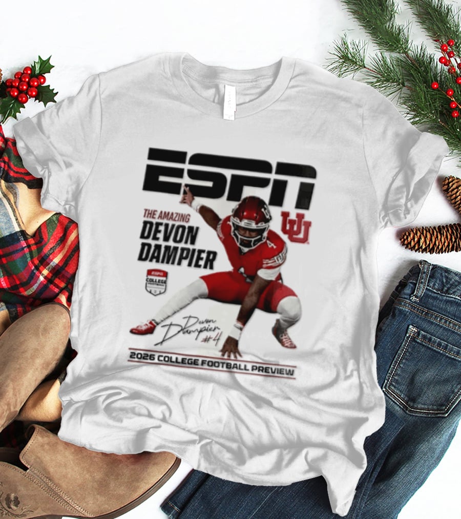 ESPN College Football 2026 Preview Devon Dampier Utah Utes T-Shirt