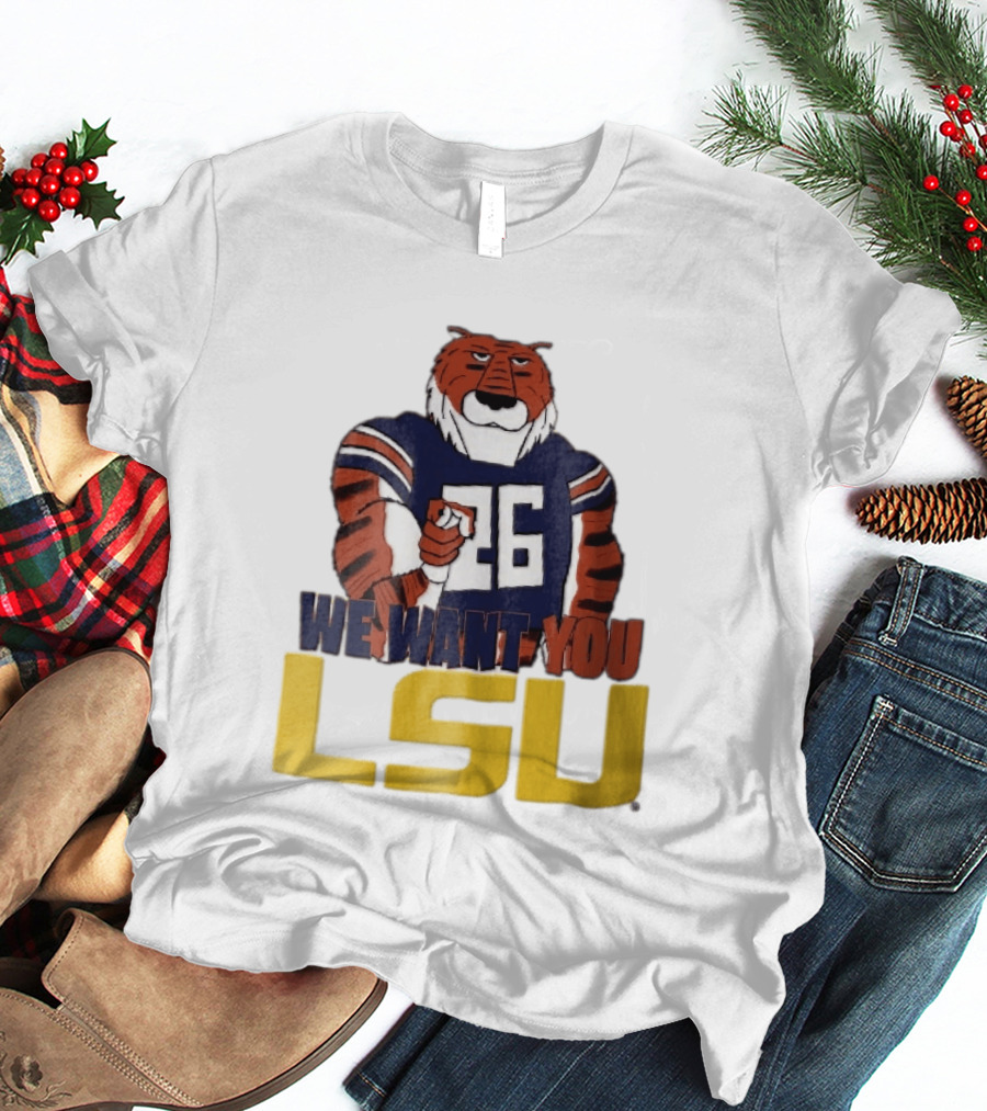 LSU Tigers We Want You Number 26 Mascot Pointing T-Shirt